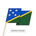 Solomon Islands Ribbon Waving Flag Isolated on White. Vector Illustration. Solomon Islands Flag with Sharp Corners