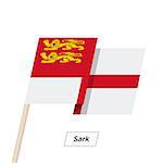 Sark Ribbon Waving Flag Isolated on White. Vector Illustration. Sark Flag with Sharp Corners