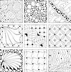 Vector Adult Coloring Book Textures. various patterns