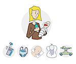 Baby Care icon. Icon on medical subjects. Illustration of a funny cartoon style