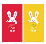 Vector illustration Easter bunny, two card to a happy Easter