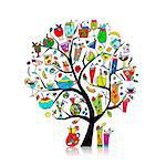 Drinks collection, art tree for your design. Vector illustration