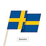 Sweden Ribbon Waving Flag Isolated on White. Vector Illustration. Sweden Flag with Sharp Corners