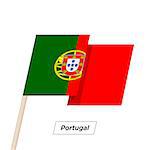 Portugal Ribbon Waving Flag Isolated on White. Vector Illustration. Portugal Flag with Sharp Corners