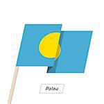 Palau Ribbon Waving Flag Isolated on White. Vector Illustration. Palau Flag with Sharp Corners