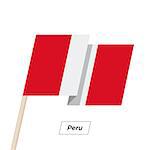 Peru Ribbon Waving Flag Isolated on White. Vector Illustration. Peru Flag with Sharp Corners