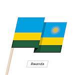 Rwanda Ribbon Waving Flag Isolated on White. Vector Illustration. Rwanda Flag with Sharp Corners