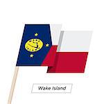 Wake Island Ribbon Waving Flag Isolated on White. Vector Illustration. Wake Island Flag with Sharp Corners