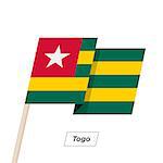 Togo Ribbon Waving Flag Isolated on White. Vector Illustration. Togo Flag with Sharp Corners