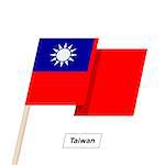 Taiwan Ribbon Waving Flag Isolated on White. Vector Illustration. Taiwan Flag with Sharp Corners