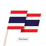 Thailand Ribbon Waving Flag Isolated on White. Vector Illustration. Thailand Flag with Sharp Corners