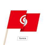 Tunisia Ribbon Waving Flag Isolated on White. Vector Illustration. Tunisia Flag with Sharp Corners