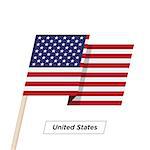 United States Ribbon Waving Flag Isolated on White. Vector Illustration. United States Flag with Sharp Corners