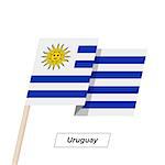 Uruguay Ribbon Waving Flag Isolated on White. Vector Illustration. Uruguay Flag with Sharp Corners