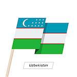 Uzbekistan Ribbon Waving Flag Isolated on White. Vector Illustration. Uzbekistan Flag with Sharp Corners