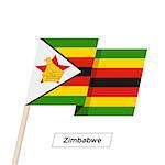 Zimbabwe Ribbon Waving Flag Isolated on White. Vector Illustration. Zimbabwe Flag with Sharp Corners