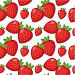 Strawberry seamless pattern. Berry endless background, texture. Fruits background. Vector illustration