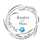 Vector illustrations floral circle with grass and blue flowers