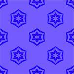 Seamless Blue Geometric David Star Background. Ornamental Blue Pattern