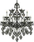 Illustration of baroque black crystal chandelier