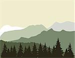 vector illustration of mountain and tree background