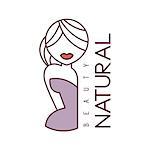Natural Beauty Salon Hand Drawn Cartoon Outlined Sign Design Template With Half Body Of Blond Woman In Violet Dress. Artistic Promotion Logo For Cosmetology Services And Beautifying Procedures.