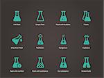 Laboratory glass and flask icons set. Vector illustration.