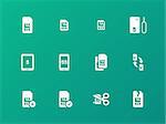 SIM card icons on green background. Vector illustration.