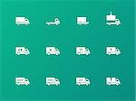 Commercial van icons on green background. Vector illustration.