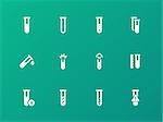 Test-tube icons on green background. Vector illustration.