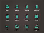 Flat furniture and bed icons set. Vector illustration.