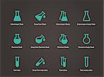 Erlenmeyer and florence flasks icons set. Vector illustration.