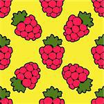 Seamless raspberry background yellow pattern. Vector illustration