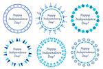 Happy Independence Day of Israel set of round frames with space for text. Jewish Holidays Border for your design. Vector illustration, clip art