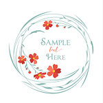 Vector illustrations floral circle with grass and red flowers