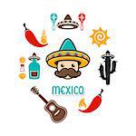 Creative vector card with mexico signs and icons