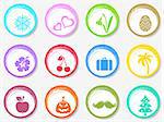 Colorful vector calendar circle month symbols stickers collection