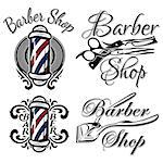 Set of retro barber shop logos. Isolated on the white background