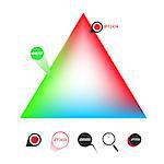 RGB color triangle and icons. Vector eps8