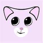 Kitty cute funny cartoon cat head. Vector illustration