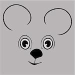 Mouse cute funny cartoon head. Vector illustration