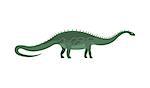 Green Diplodocus Dinosaur Of Jurassic Period, Prehistoric Extinct Giant Reptile Cartoon Realistic Animal. Simplified Dinosaur Species Vector Illustration With Recognizable Details Of Ancient Fauna.