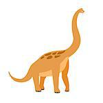 Brachiosaurus Dinosaur Of Jurassic Period, Prehistoric Extinct Giant Reptile Cartoon Realistic Animal. Simplified Dinosaur Species Vector Illustration With Recognizable Details Of Ancient Fauna.