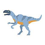 Blue Velociraptor Dinosaur Of Jurassic Period, Prehistoric Extinct Giant Reptile Cartoon Realistic Animal. Simplified Dinosaur Species Vector Illustration With Recognizable Details Of Ancient Fauna.