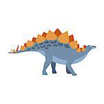 Stegosaurus Dinosaur Of Jurassic Period, Prehistoric Extinct Giant Reptile Cartoon Realistic Animal. Simplified Dinosaur Species Vector Illustration With Recognizable Details Of Ancient Fauna.