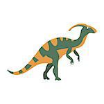 Parasaurolophus Dinosaur Of Jurassic Period, Prehistoric Extinct Giant Reptile Cartoon Realistic Animal. Simplified Dinosaur Species Vector Illustration With Recognizable Details Of Ancient Fauna.