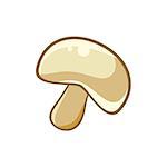 White Forest Mushroom, Food Item Outlined Isolated Childish Icon For Flash Game Design Or Slot Machine. Eatable Element Of Farming Video Game For Children Cartoon Vector Illustration.