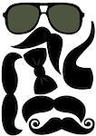 Party accessories man set - glasses, mustache, pipe - for design, photo booth, scrapbook in vector