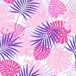 Vector color illustration of palm leaves background. Exotic seamless pattern