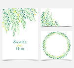 Vector illustration decoration of branches and leaves in a circle. Set invitation